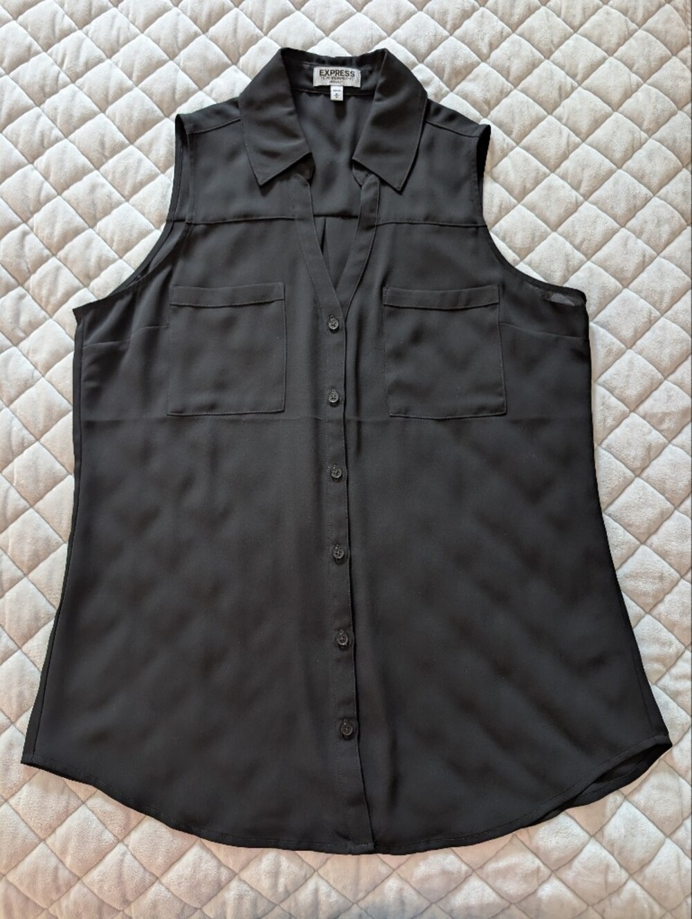 Express Portofino Shirt, Sleeveless, Black, Size Medium